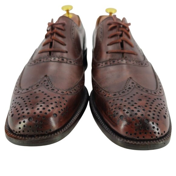 Vintage Bally France Men's Size 7.5D Brown Leather Dress Shoes Wingtips Oxfords - Picture 2 of 11